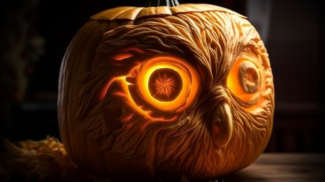 Simple:7wtv-Pl1ch4= Owl Pumpkin Carving